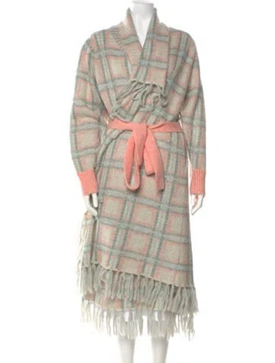 Pre-owned Loveshackfancy Wool Plaid Print Sweater In Pink
