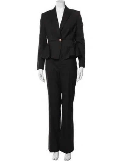 Pre-owned Loveshackfancy Wool Pleated Accents Pantsuit In Black