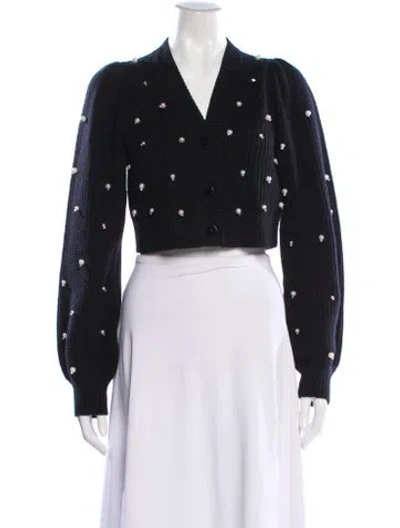 Pre-owned Loveshackfancy Wool Polka Dot Print Sweater In Black