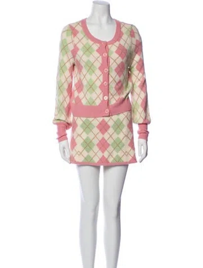 Pre-owned Loveshackfancy Wool Printed Skirt Set In Pink