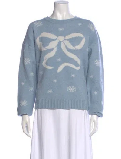 Pre-owned Loveshackfancy Wool Printed Sweater In Blue