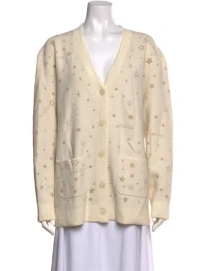 Pre-owned Loveshackfancy Wool Printed Sweater In Neutrals