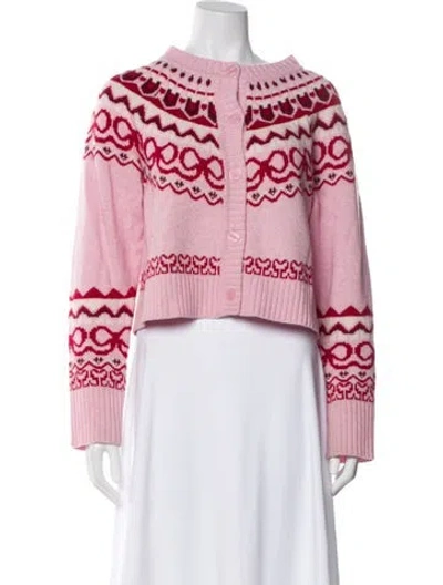 Pre-owned Loveshackfancy Wool Printed Sweater In Pink