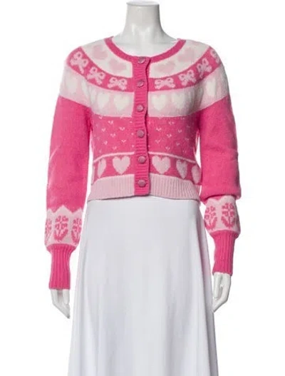 Pre-owned Loveshackfancy Wool Printed Sweater In Pink