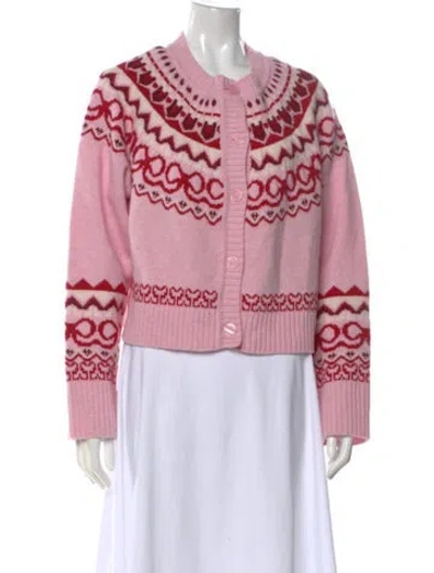Pre-owned Loveshackfancy Wool Printed Sweater In Pink
