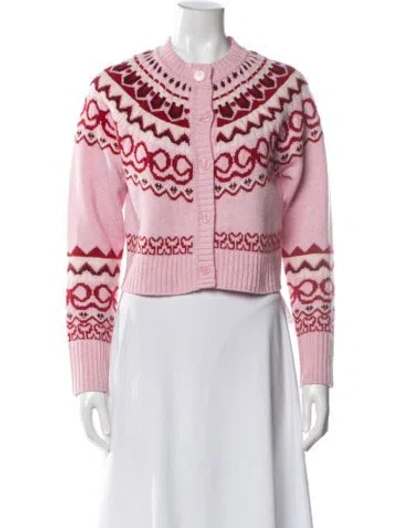 Pre-owned Loveshackfancy Wool Printed Sweater In Pink