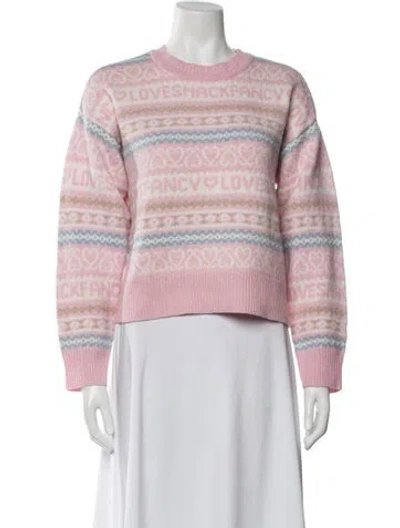 Pre-owned Loveshackfancy Wool Printed Sweater In Pink