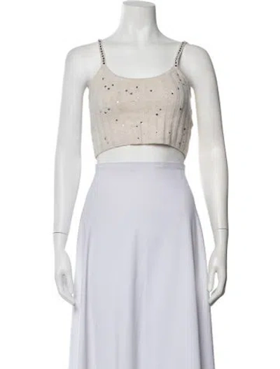 Pre-owned Loveshackfancy Wool Scoop Neck Crop Top In Yellow