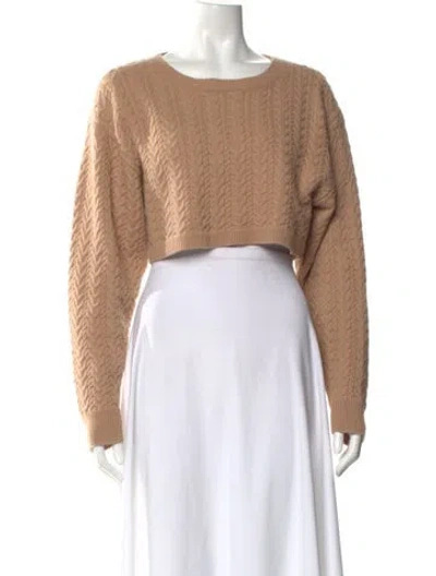 Pre-owned Loveshackfancy Wool Scoop Neck Sweater In Brown