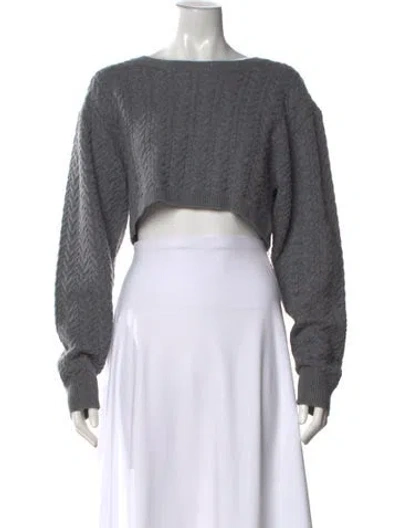 Pre-owned Loveshackfancy Wool Scoop Neck Sweater In Gray