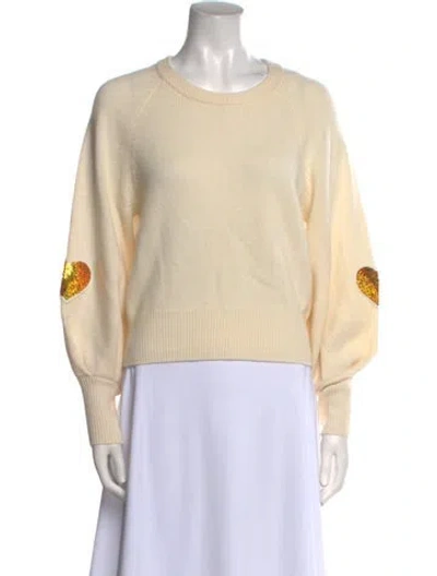 Pre-owned Loveshackfancy Wool Scoop Neck Sweater In Neutral