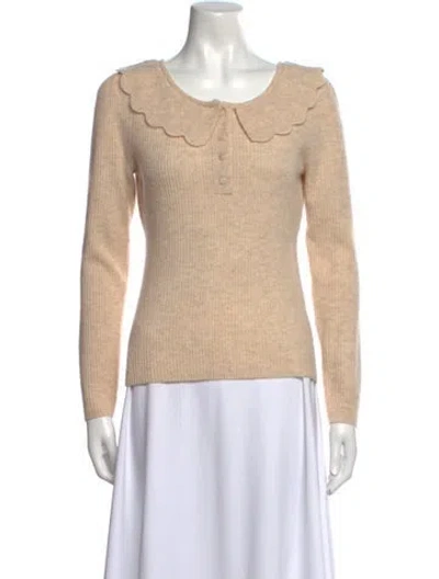 Pre-owned Loveshackfancy Wool Scoop Neck Sweater In Neutral