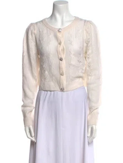 Pre-owned Loveshackfancy Wool Scoop Neck Sweater In White