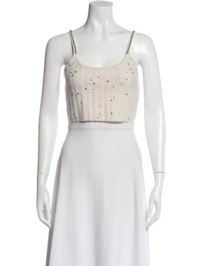 Pre-owned Loveshackfancy Wool Scoop Neck Sweater In White