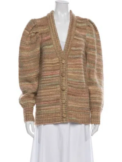 Pre-owned Loveshackfancy Wool Striped Jacket In Neutral