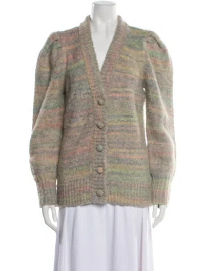 Pre-owned Loveshackfancy Wool Striped Sweater In Green