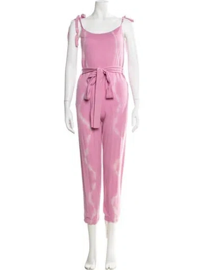 Pre-owned Loveshackfancy Wool Tie-dye Print Jumpsuit In Pink