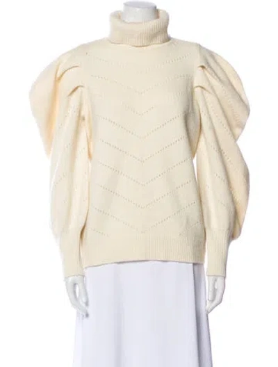 Pre-owned Loveshackfancy Wool Turtleneck Sweater In Neutral