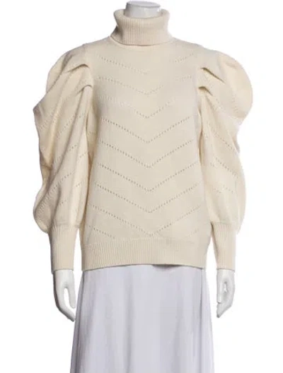 Pre-owned Loveshackfancy Wool Turtleneck Sweater In Neutrals