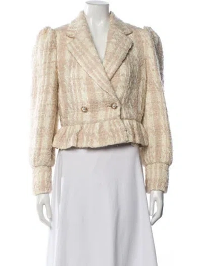 Pre-owned Loveshackfancy Wool Tweed Pattern Blazer In Neutral