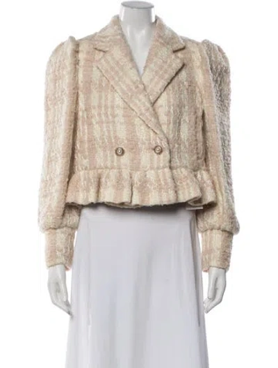 Pre-owned Loveshackfancy Wool Tweed Pattern Blazer In Neutrals