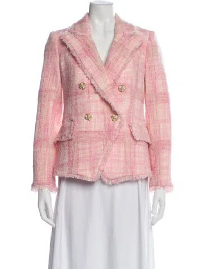 Pre-owned Loveshackfancy Wool Tweed Pattern Blazer In Pink