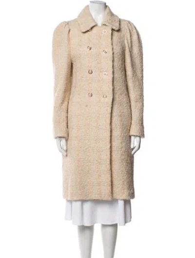 Pre-owned Loveshackfancy Wool Tweed Pattern Coat In Neutrals