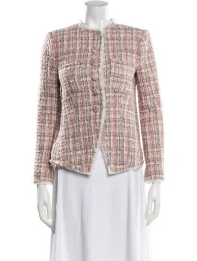 Pre-owned Loveshackfancy Wool Tweed Pattern Evening Jacket In Purple