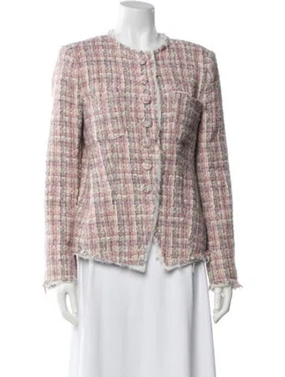 Pre-owned Loveshackfancy Wool Tweed Pattern Jacket In Pink