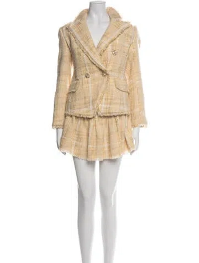 Pre-owned Loveshackfancy Wool Tweed Pattern Skirt Set In Pink