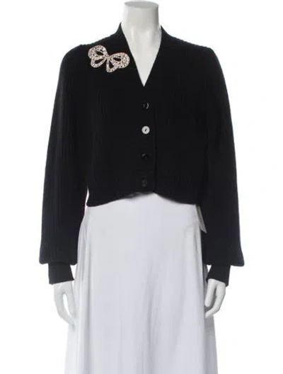 Pre-owned Loveshackfancy Wool V-neck Sweater In Black