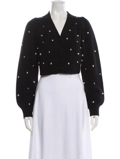 Pre-owned Loveshackfancy Wool V-neck Sweater In Black