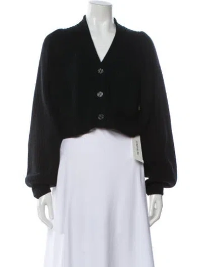Pre-owned Loveshackfancy Wool V-neck Sweater In Black