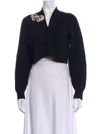 Pre-owned Loveshackfancy Wool V-neck Sweater In Black