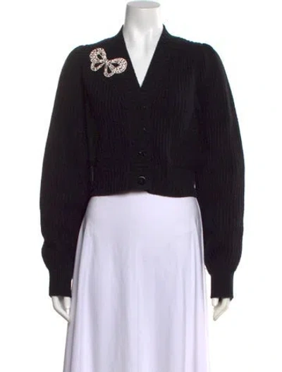 Pre-owned Loveshackfancy Wool V-neck Sweater In Black