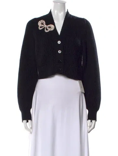 Pre-owned Loveshackfancy Wool V-neck Sweater In Black