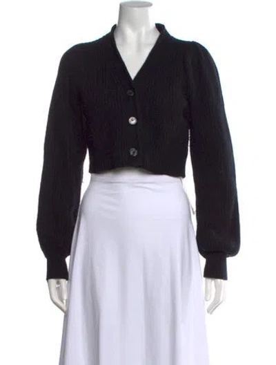 Pre-owned Loveshackfancy Wool V-neck Sweater In Black