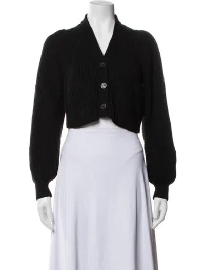 Pre-owned Loveshackfancy Wool V-neck Sweater In Black
