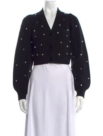 Pre-owned Loveshackfancy Wool V-neck Sweater In Black