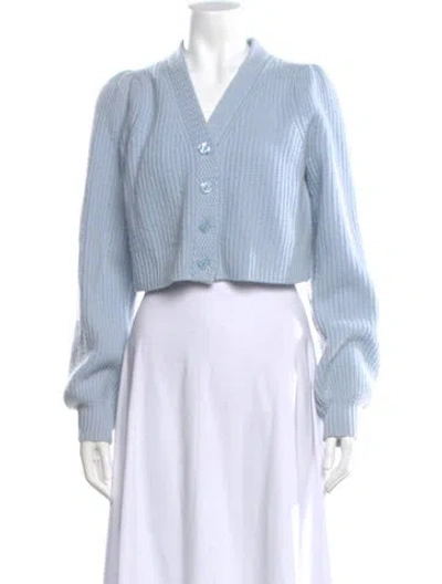 Pre-owned Loveshackfancy Wool V-neck Sweater In Blue