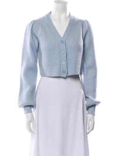 Pre-owned Loveshackfancy Wool V-neck Sweater In Blue