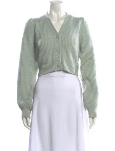 Pre-owned Loveshackfancy Wool V-neck Sweater In Blue