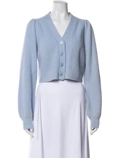 Pre-owned Loveshackfancy Wool V-neck Sweater In Blue