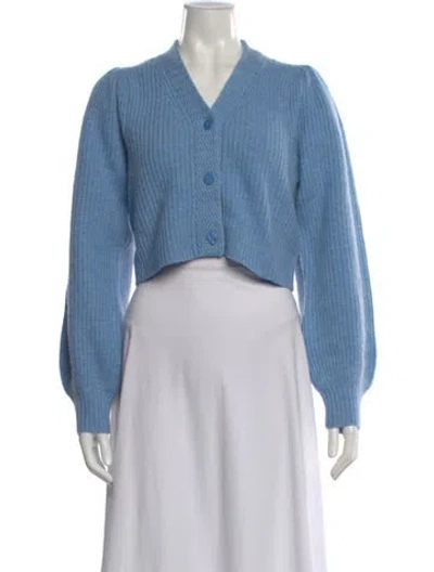 Pre-owned Loveshackfancy Wool V-neck Sweater In Blue