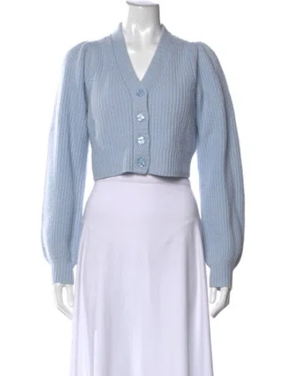 Pre-owned Loveshackfancy Wool V-neck Sweater In Blue
