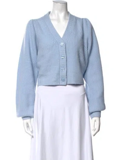 Pre-owned Loveshackfancy Wool V-neck Sweater In Blue