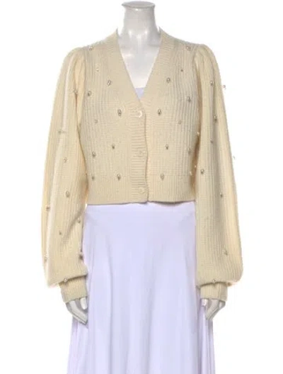 Pre-owned Loveshackfancy Wool V-neck Sweater In Gray