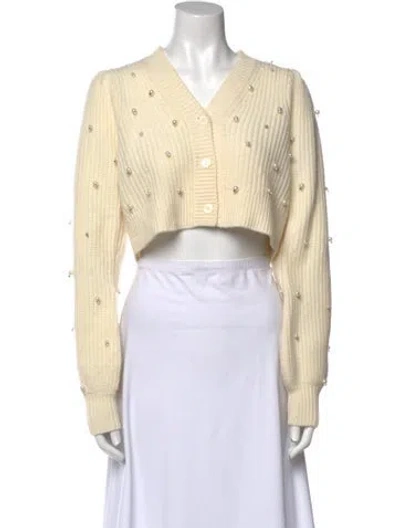 Pre-owned Loveshackfancy Wool V-neck Sweater In Gray