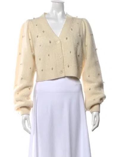 Pre-owned Loveshackfancy Wool V-neck Sweater In Gray