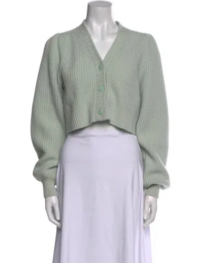 Pre-owned Loveshackfancy Wool V-neck Sweater In Green